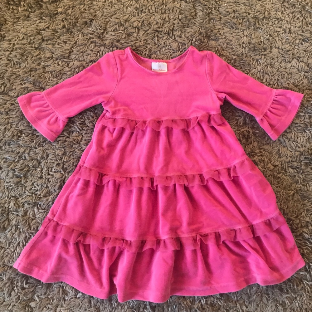 Hanna Anderson Pink velvet twirl dress size 100